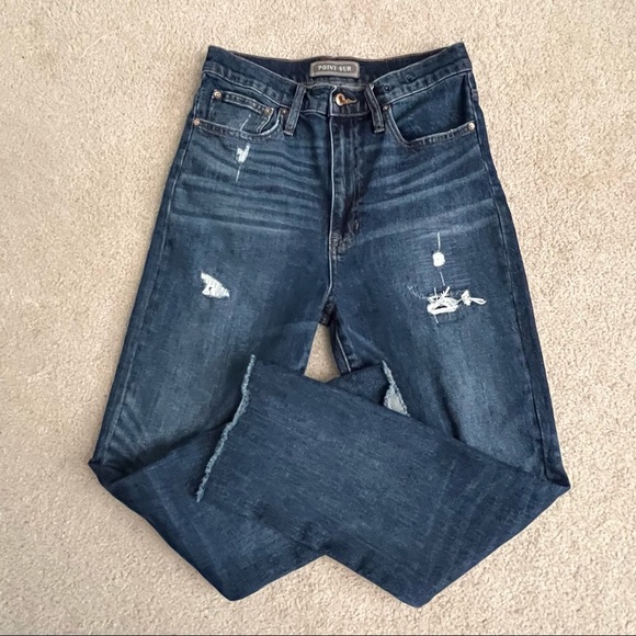 J Crew Point Sur High-Rise Boyfriend Jean Raw Hem Dark Wash Denim - Picture 3 of 10